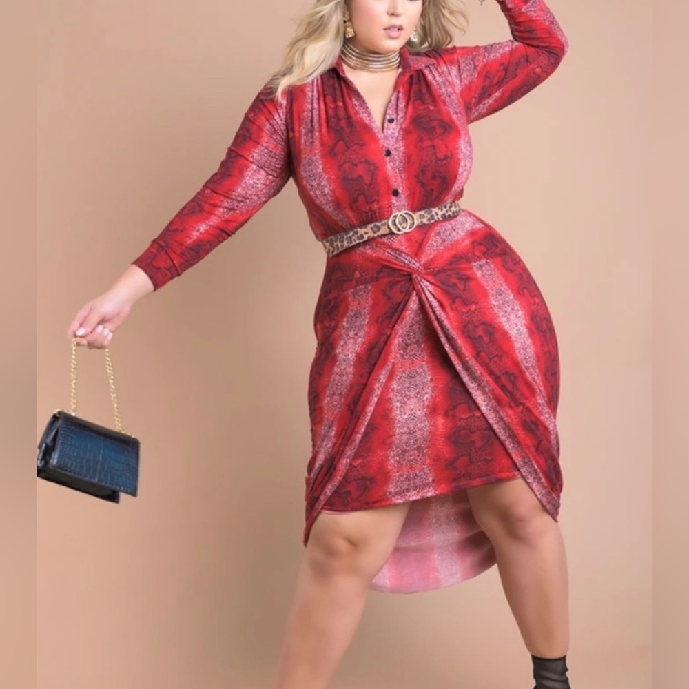 Reb Dolls Collared knotted Knee Length Dress nwt
